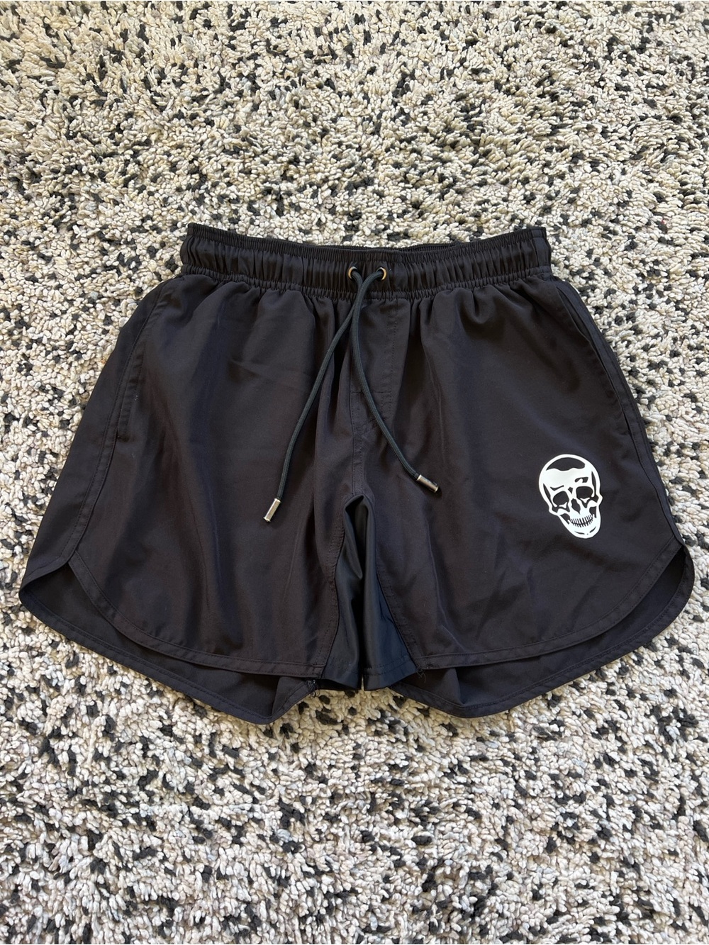 Gymreapers Gym Shorts Black White Skull Logo Stretch Waist Drawstring Men’s Smal